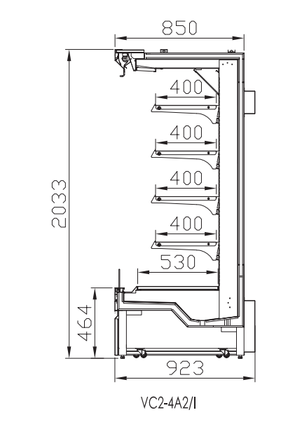 RVC2-4A2-IV9   Open horizontal showcase