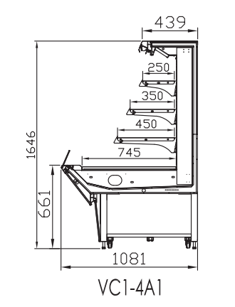 IVC1-4H1-06X   Open half height display cabinet 4H Series