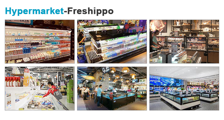 GL-CKS-003  Semi Vertical Round Island Fridge Refrigerator Multideck Display Chiller Upright Refrigerated Showcase